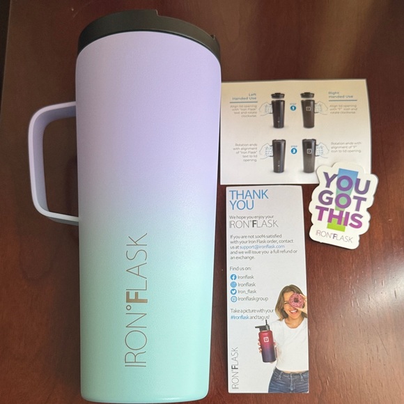 IRON°FLASK 24 oz Insulated Travel Mug w/ Handle – Gradient Purple Blue - Picture 6 of 9